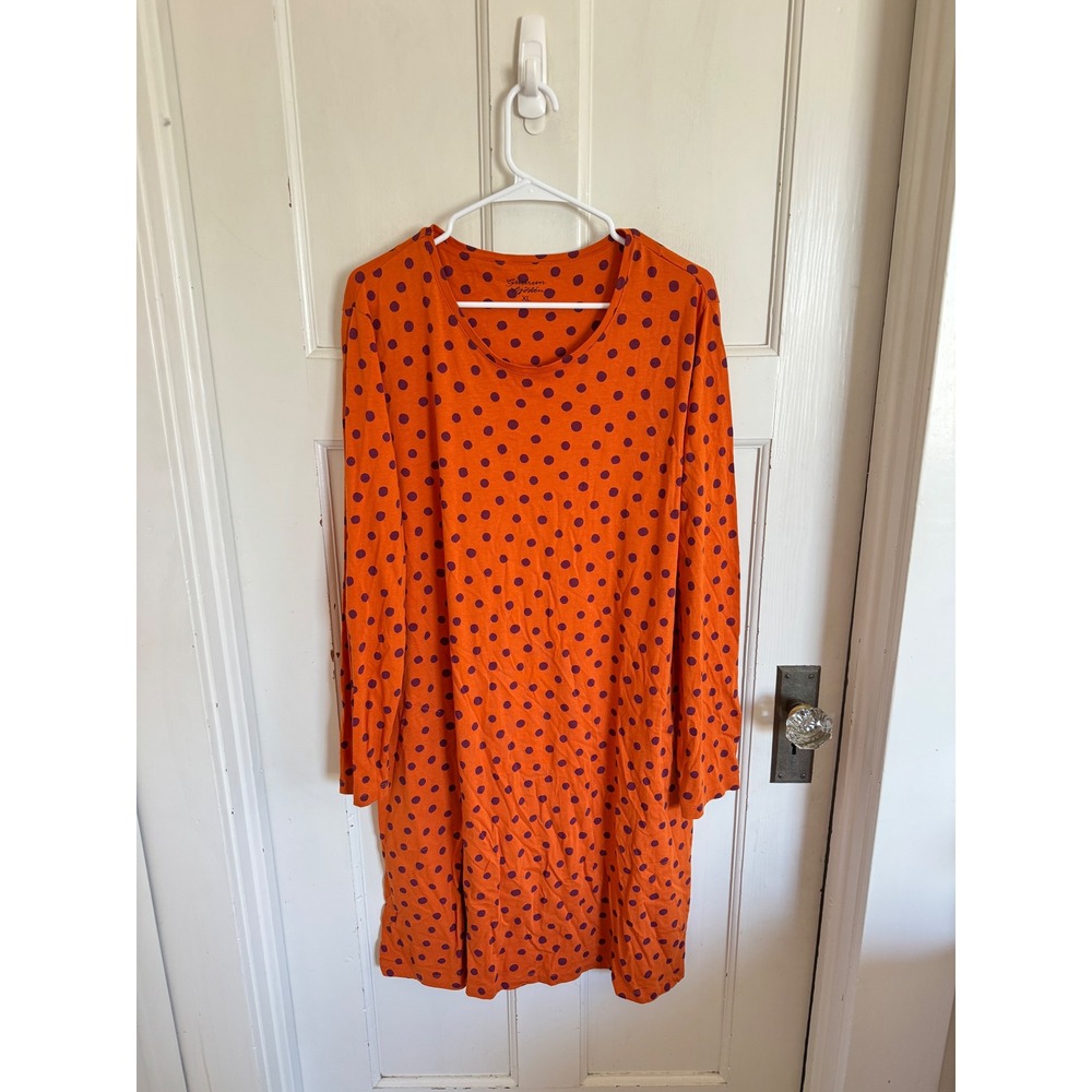 Gudrun Sjoden orange & purple polka dot long sleeve dress size xl